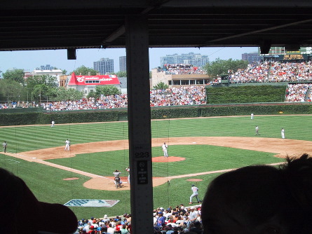 View from our seats at Wrigley Field, Chicago
