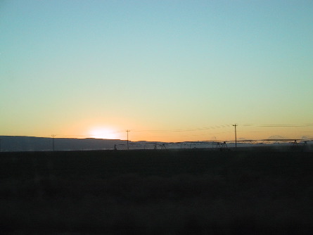 Sunset and irrigation, eastern WA