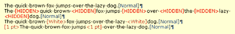 Formatting codes in a word processing document