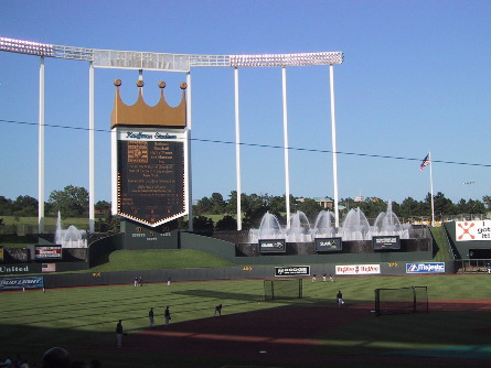 Scoreboard and fountains