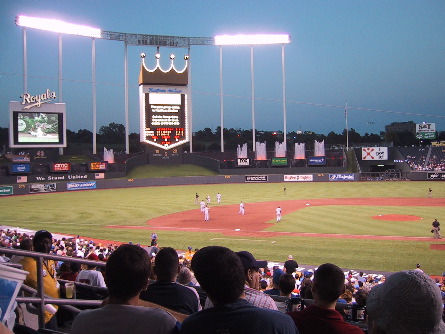 Kauffman Stadium at dusk