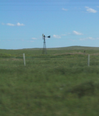 Distant blurry windmill