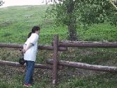 Wendi at the pioneer homestead