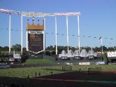 Scoreboard and fountains